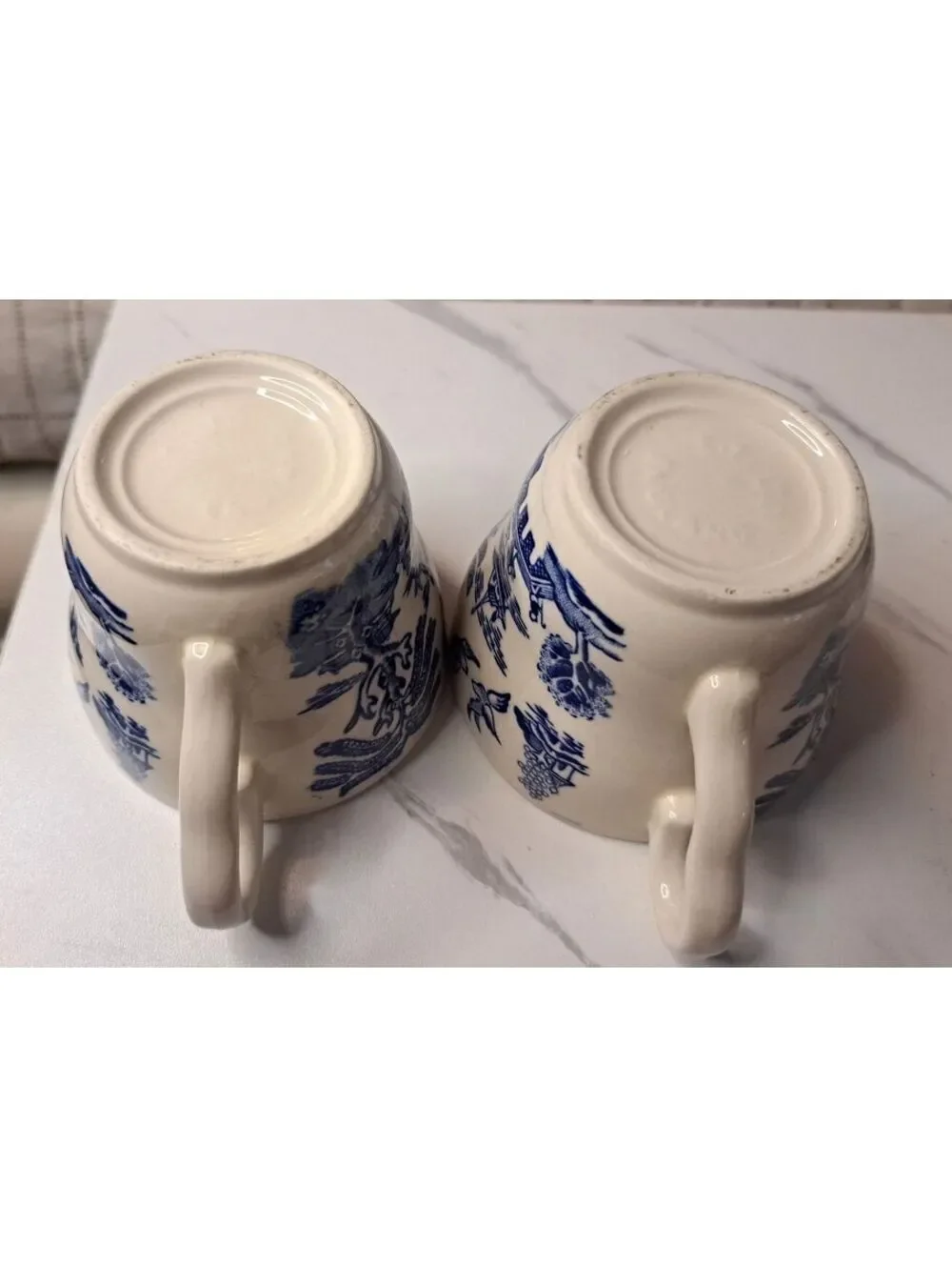 Vintage Set of 2 EIT Made in England Blue Old Willow Ironstone Teacups